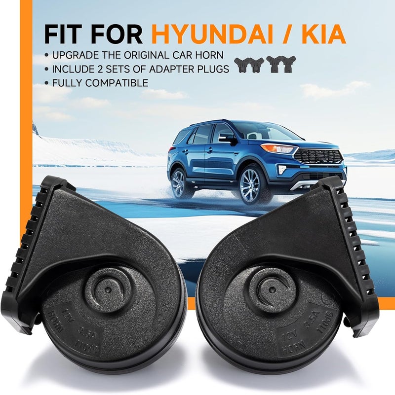 banhao Car Horn for Hyundai/Kia 12V 130dB Auto Horns Tucson Elantra Santa Fe Kona K4/Forte Sportage Telluride K5 Dual-Tone Electric Snail Horn Waterproof with Cover - Image 2